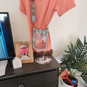 Clear Crossbody Bag with Blue Trim